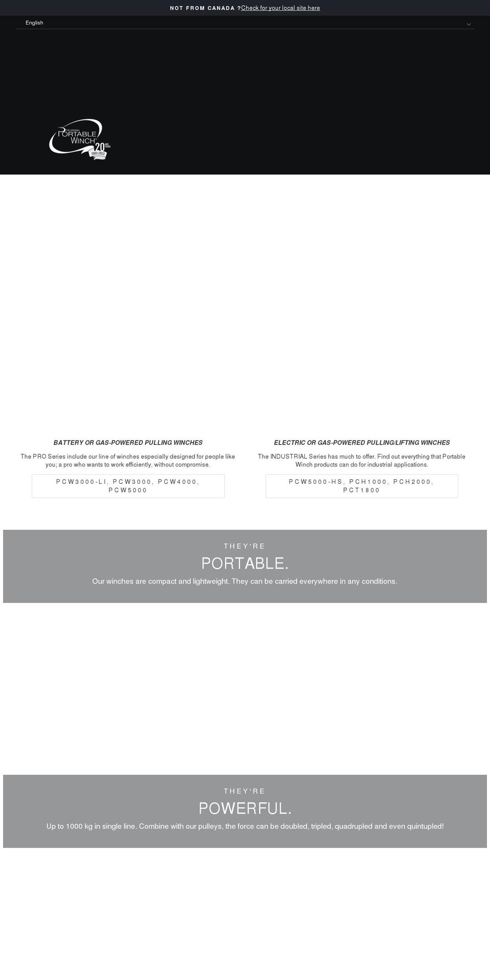 portablewinch.ca shopify website screenshot