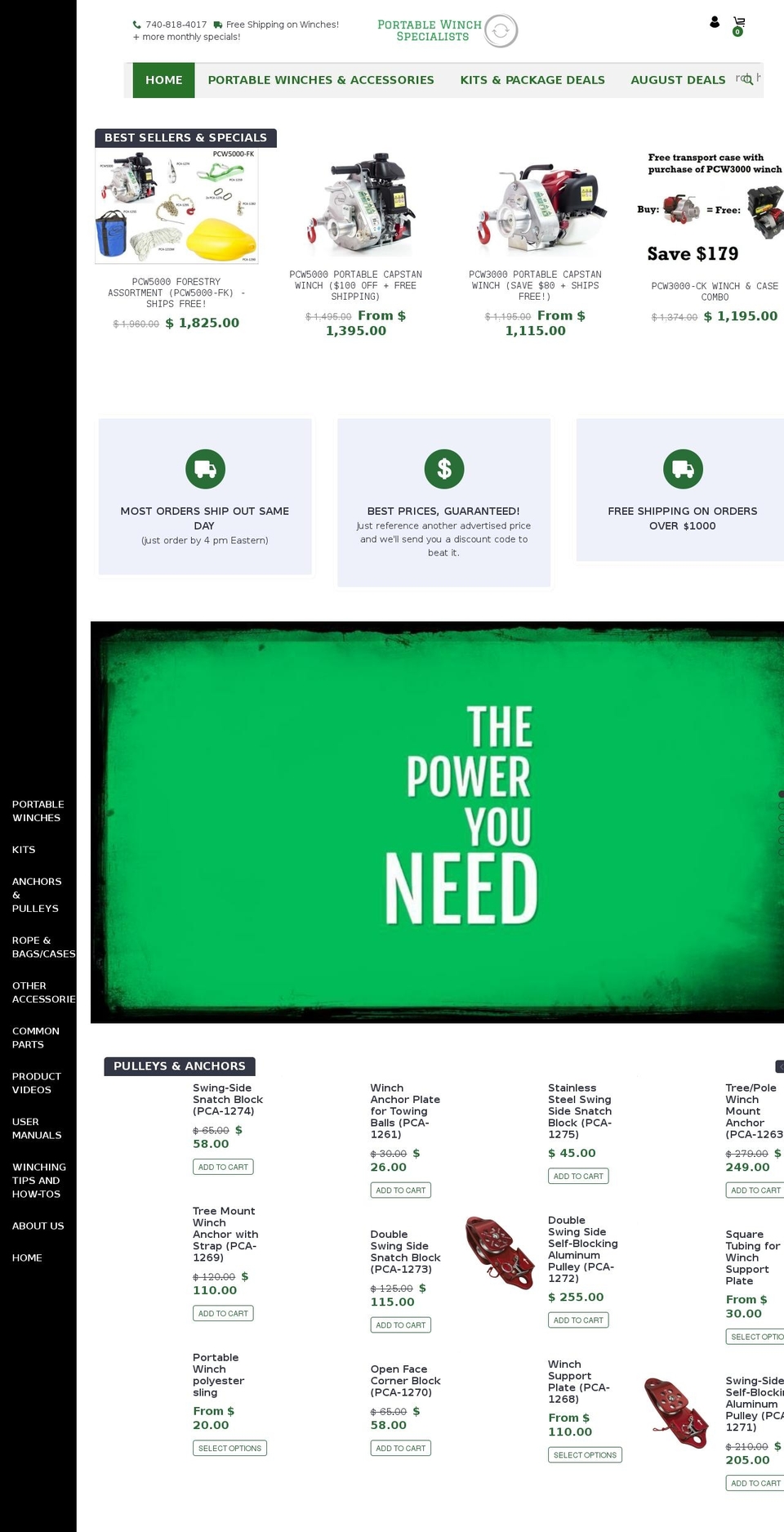 portablewinchspecialists.com — Shopify storefront screenshot