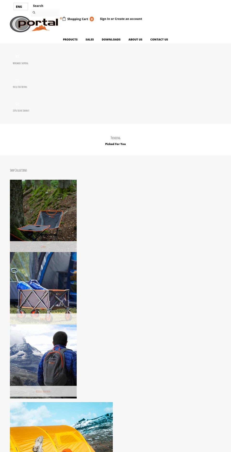 portal-outdoor.com shopify website screenshot
