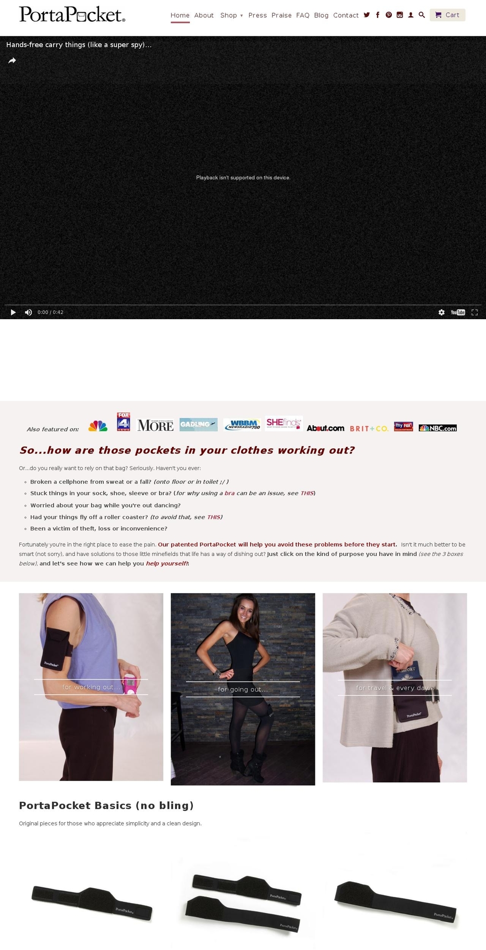 portapocket.com shopify website screenshot