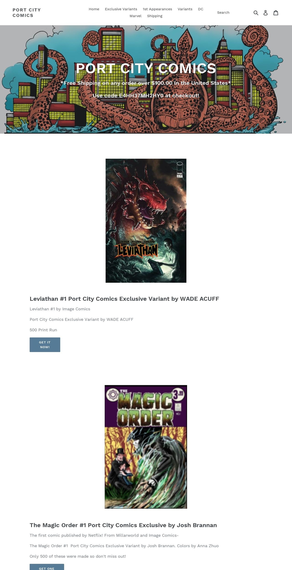portcitycomics.com — Shopify storefront screenshot
