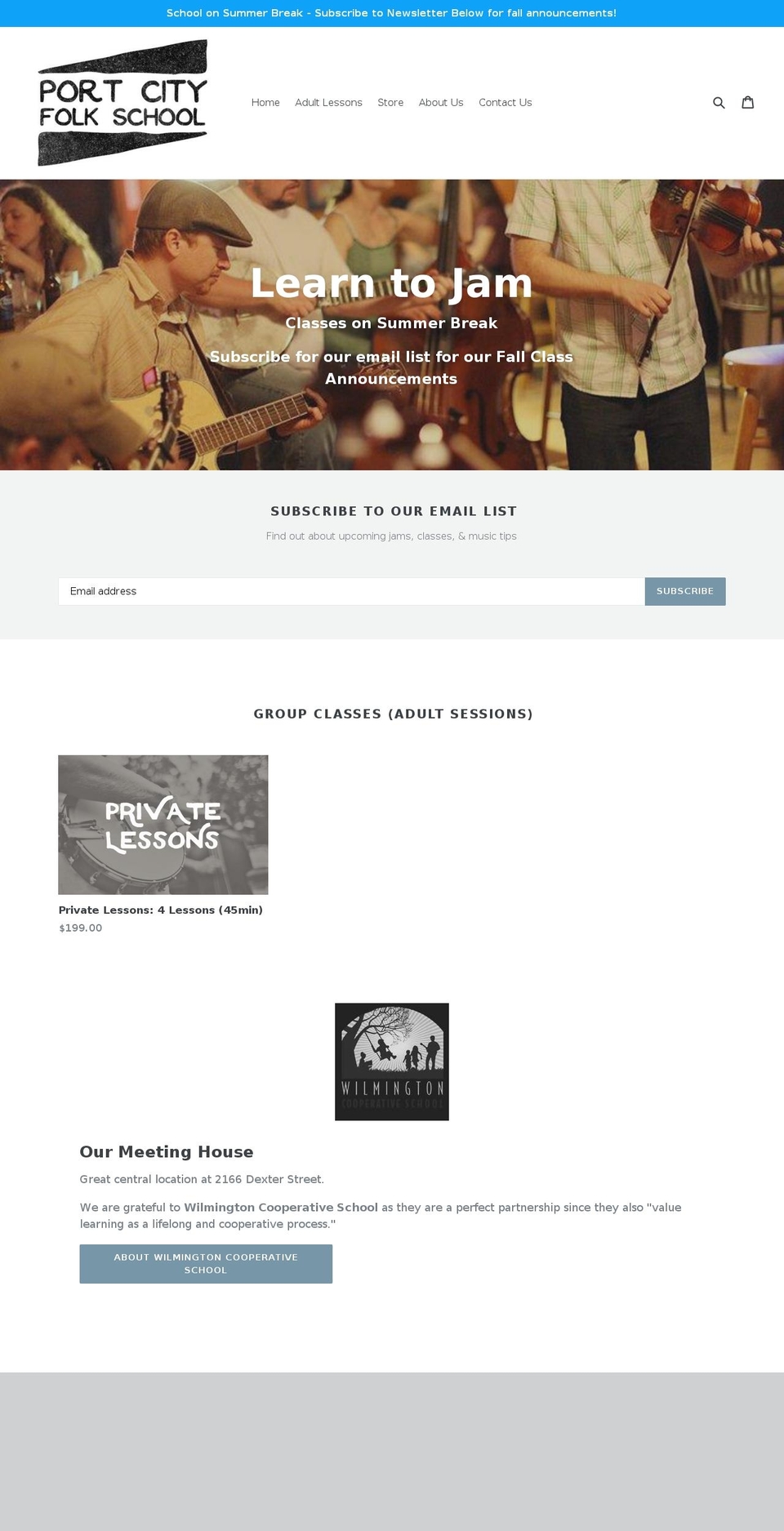 portcityfolkschool.com — Shopify storefront screenshot