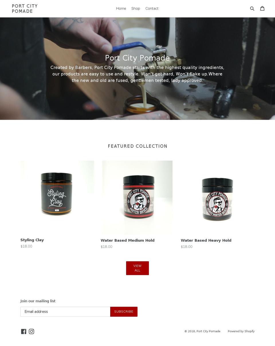 portcitypomade.com shopify website screenshot