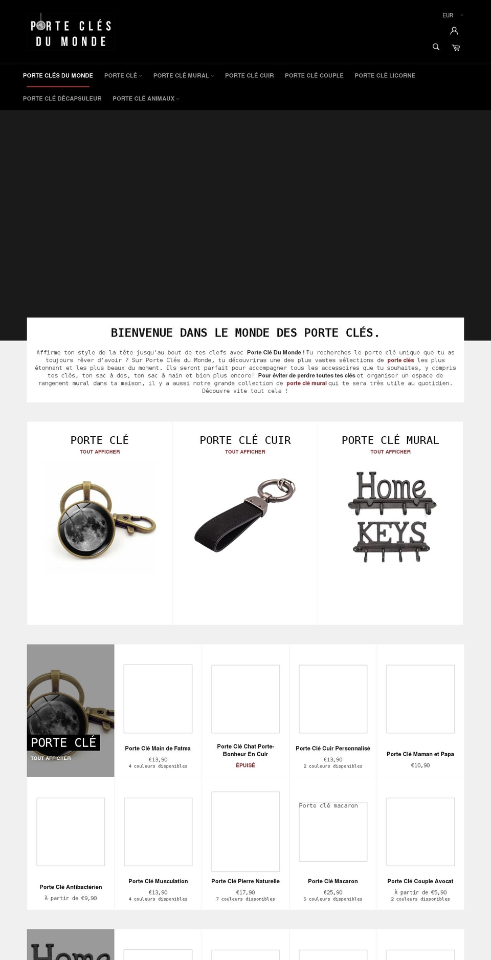 porte-cles-du-monde.com shopify website screenshot