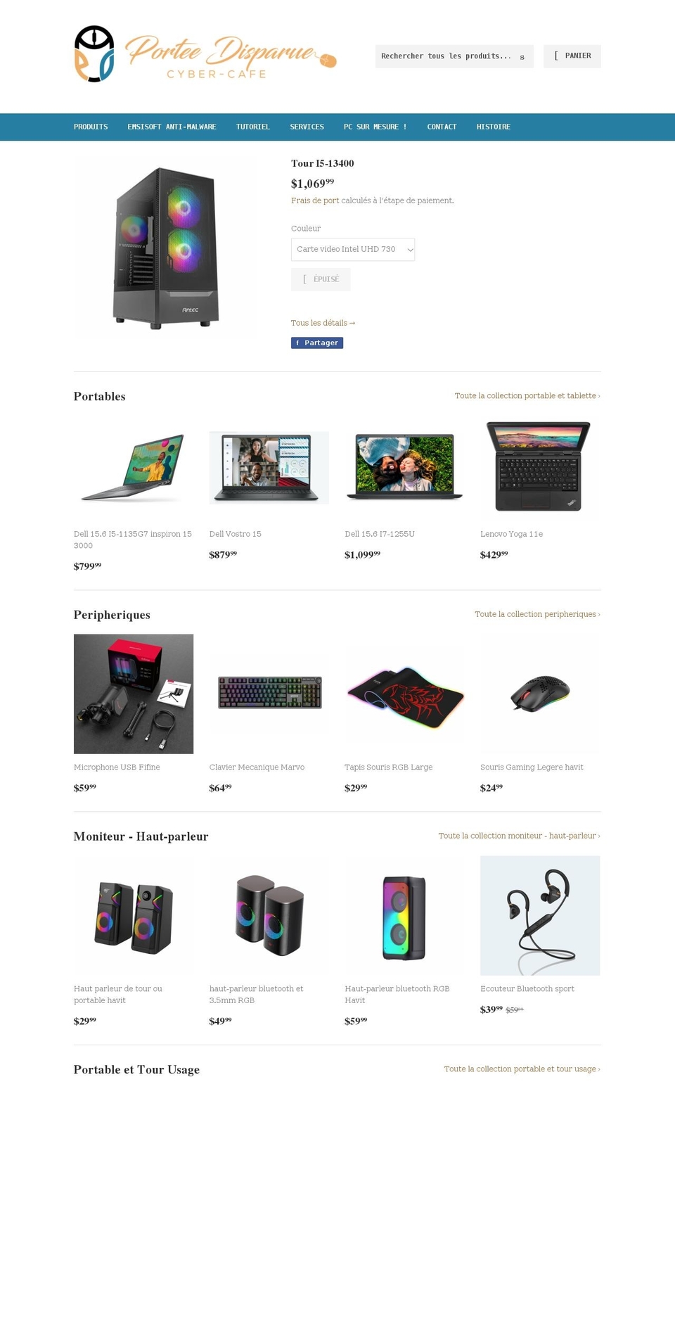 porteedisparue.ca shopify website screenshot