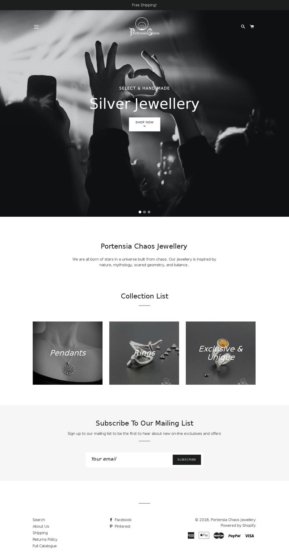 portensiachaos.com — Shopify storefront screenshot