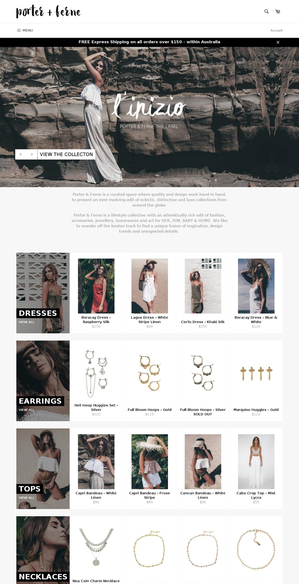 porterandferne.com shopify website screenshot