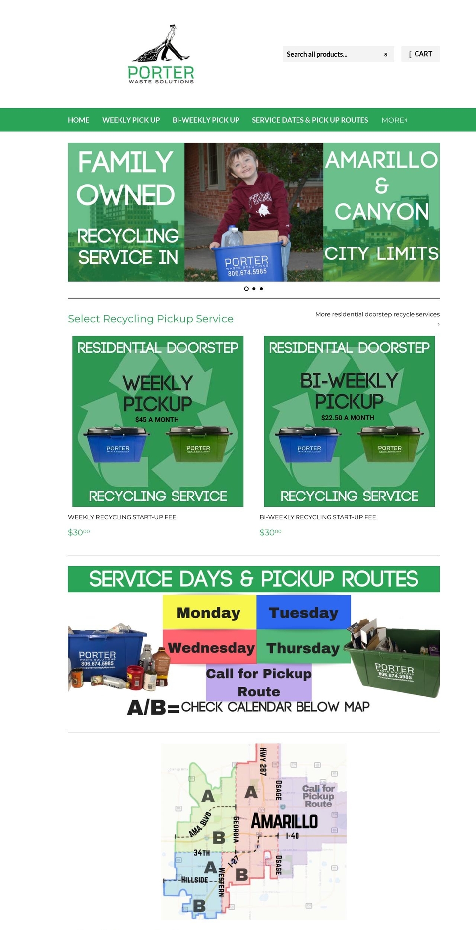 porterwastesolutions.com — Shopify storefront screenshot