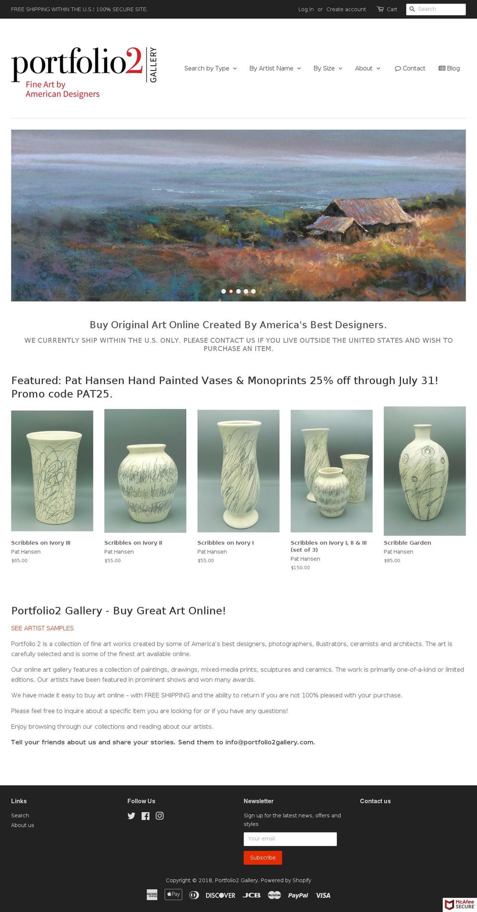 portfolio2gallery.com — Shopify storefront screenshot