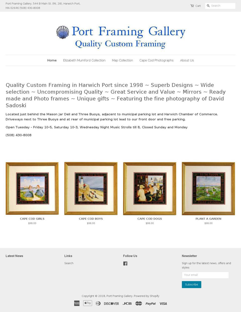 portframing.com shopify website screenshot