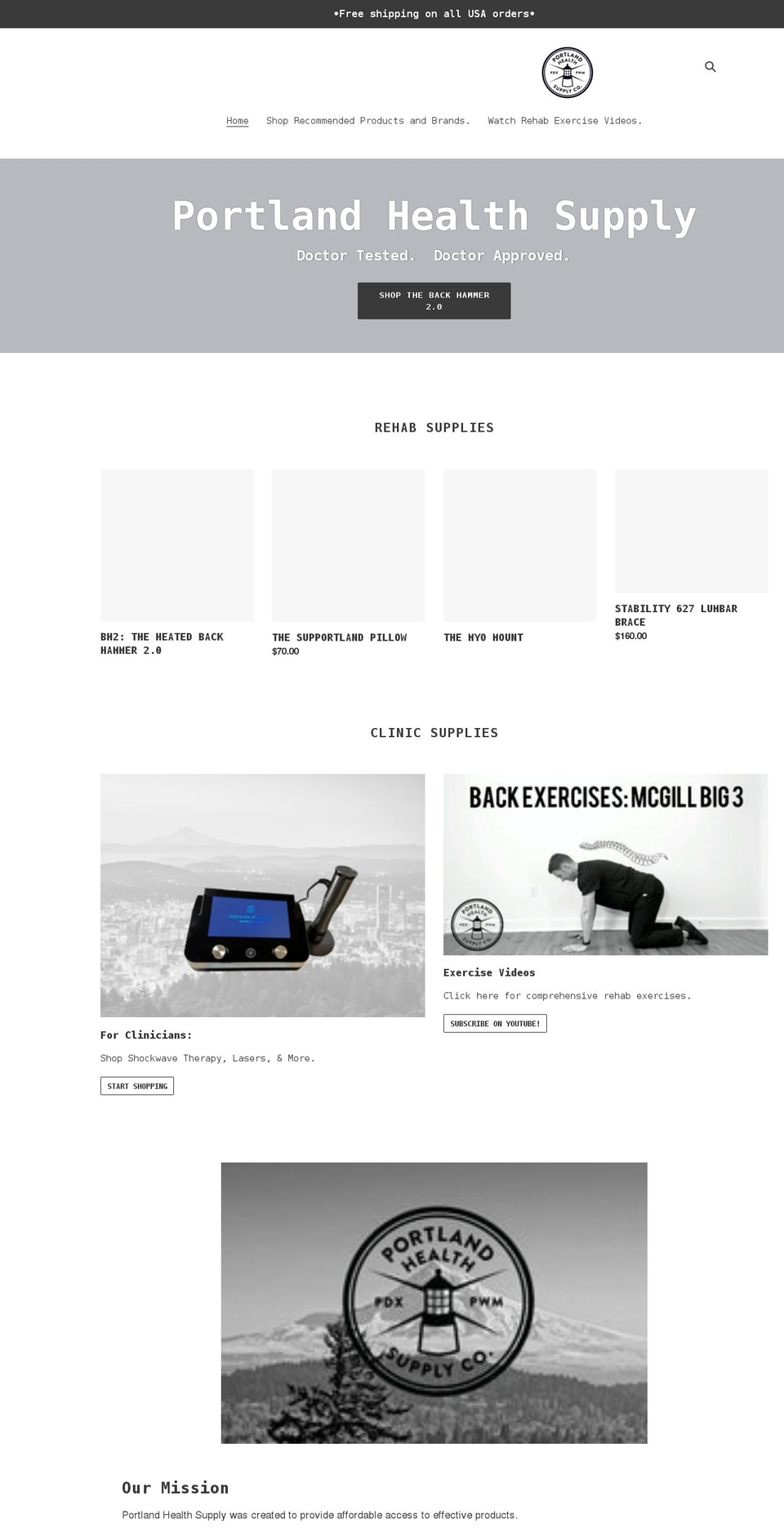 portlandhealthsupply.com shopify website screenshot
