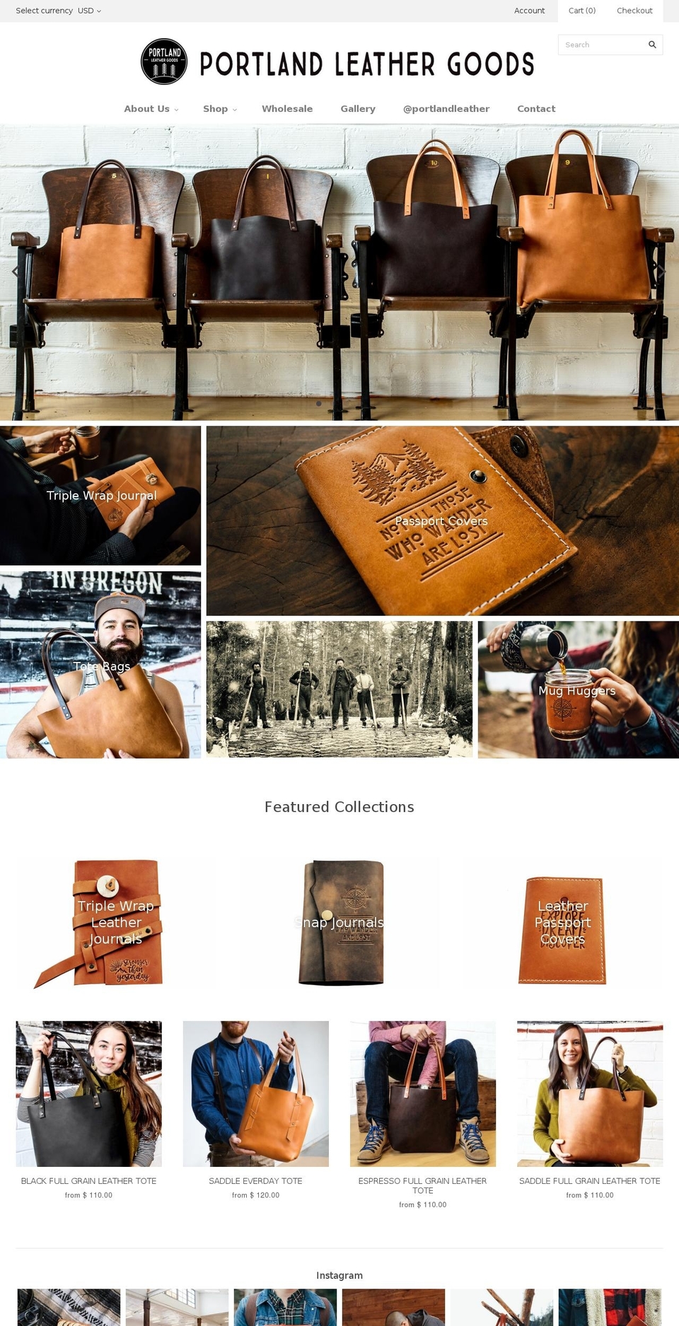 portlandleathergoods.com shopify website screenshot