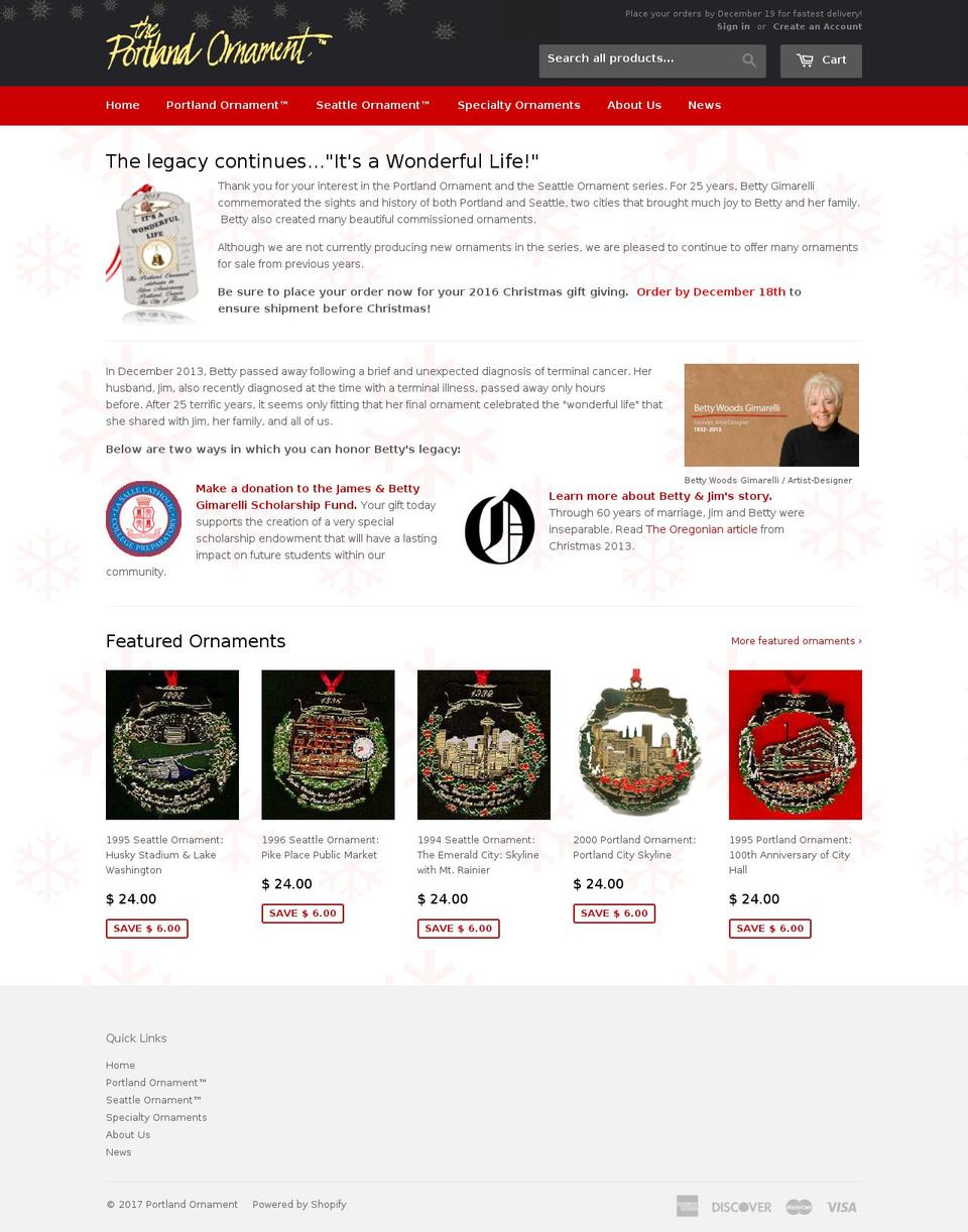 portlandornament.com shopify website screenshot