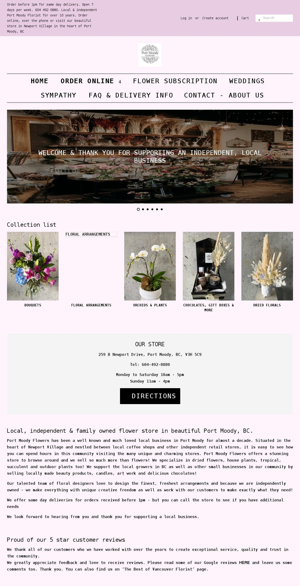 portmoodyflowers.ca shopify website screenshot