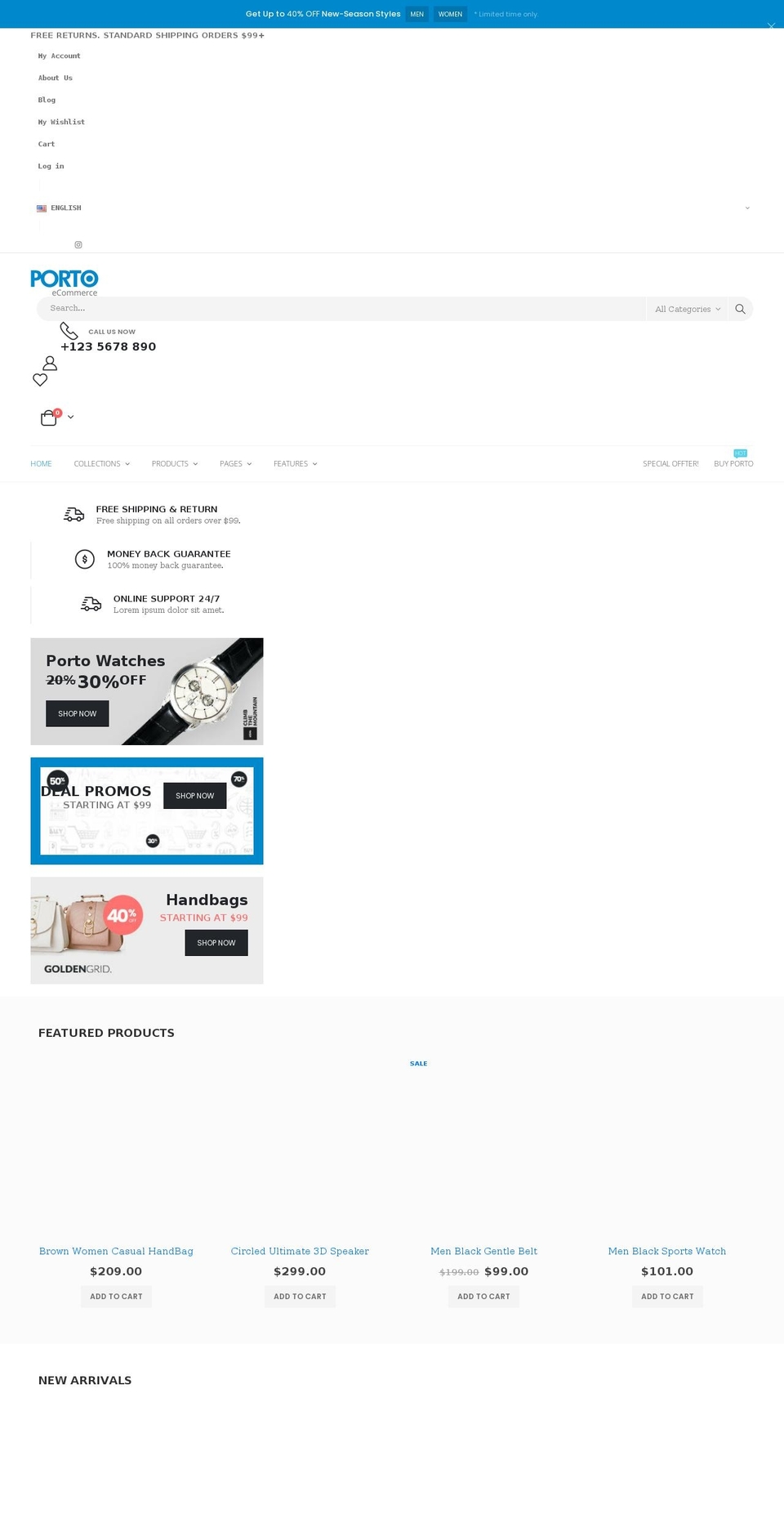 porto-demo4.myshopify.com shopify website screenshot