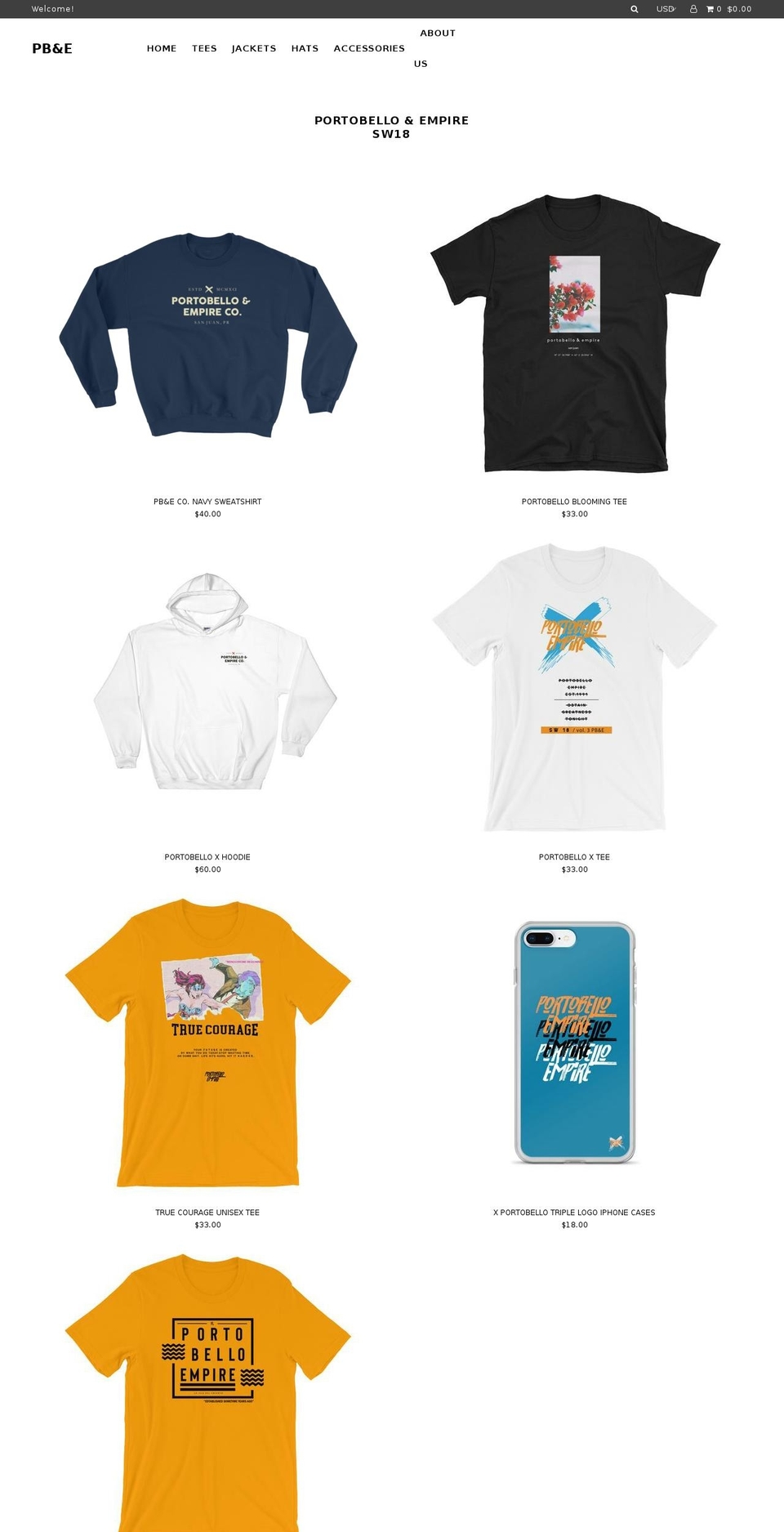 portobelloempire.com — Shopify storefront screenshot