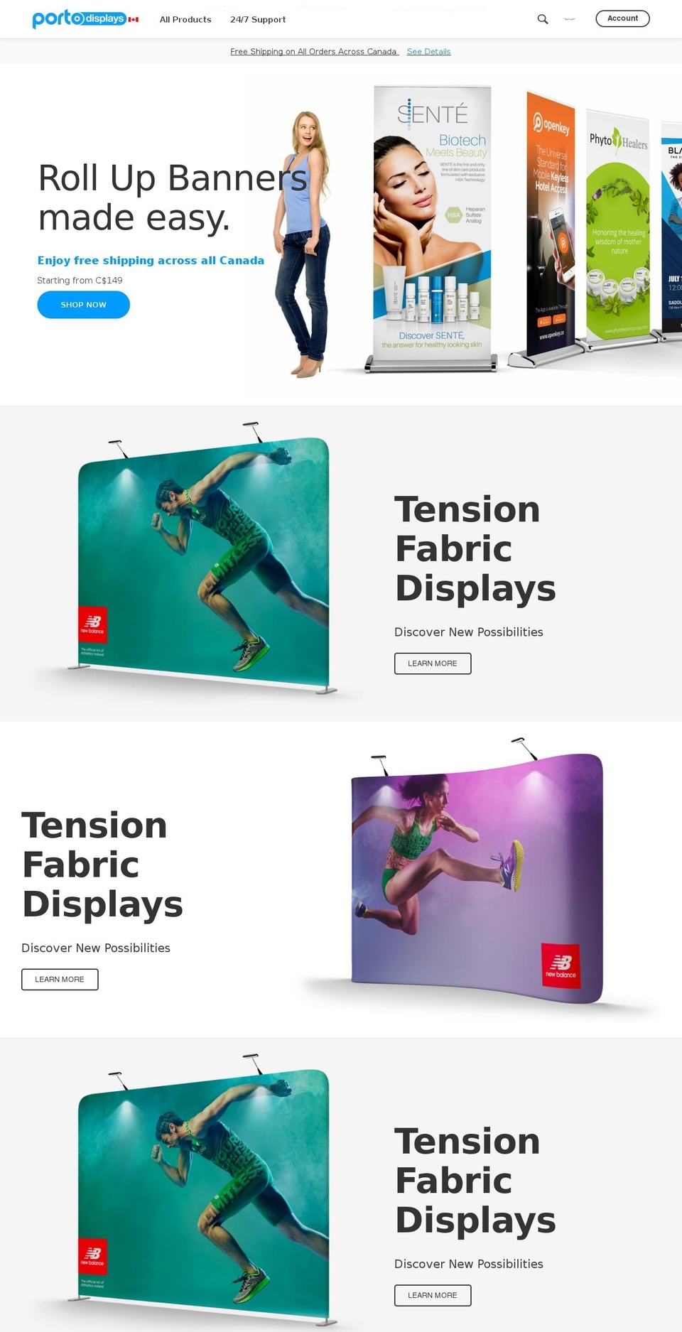 portodisplays.com shopify website screenshot