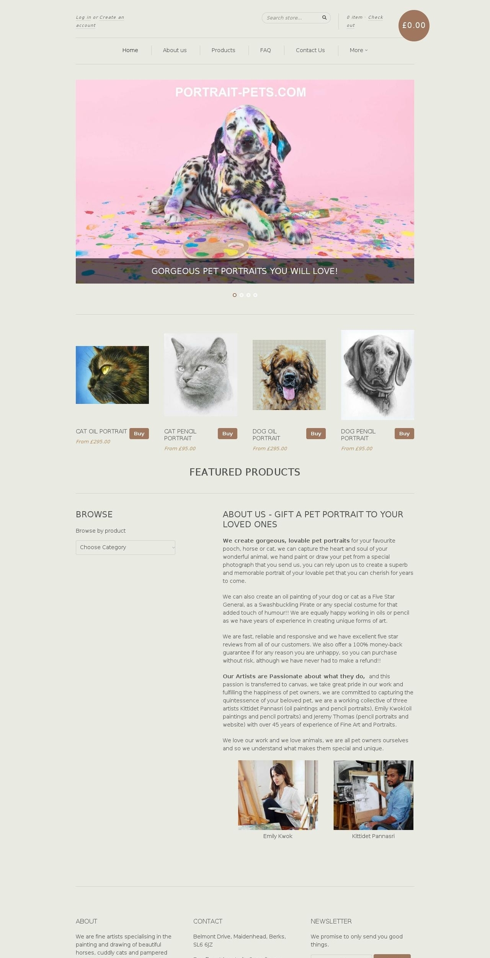 portrait-pets.com — Shopify storefront screenshot