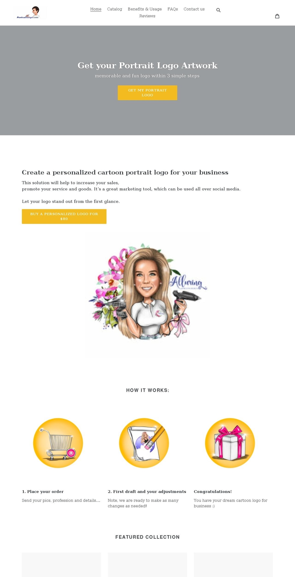 portraitlogo.com shopify website screenshot