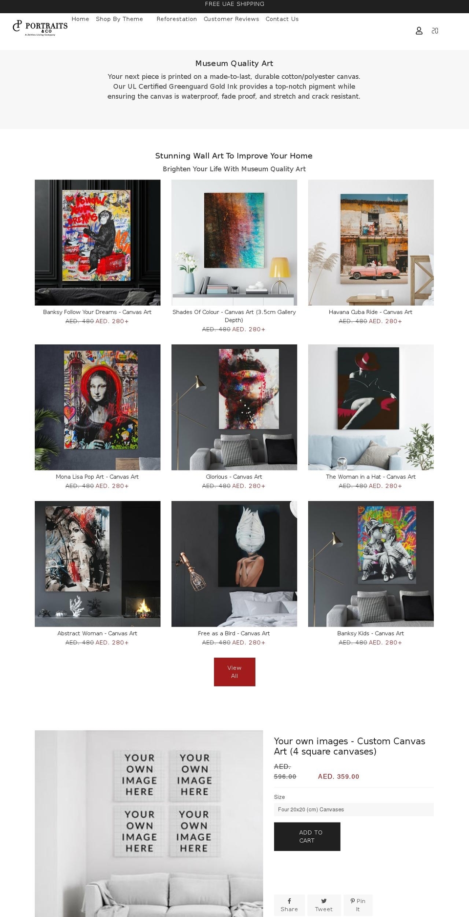 portraitsandco.com shopify website screenshot