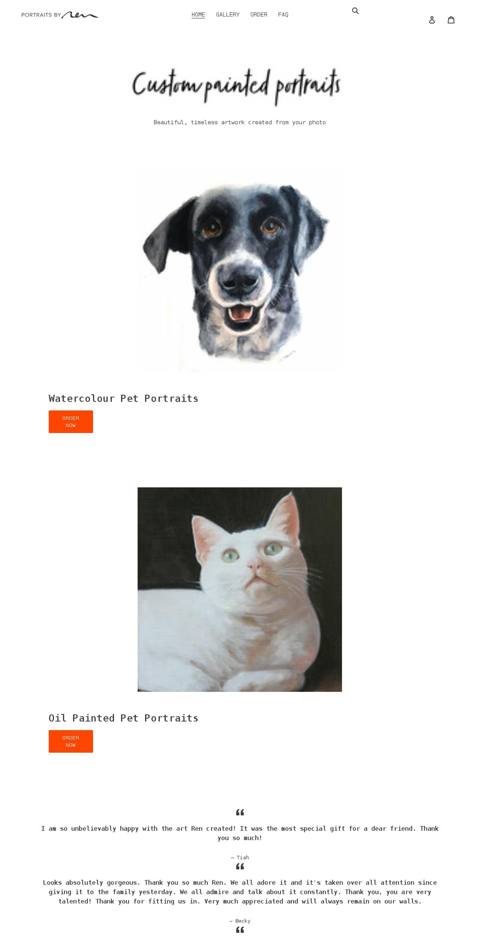 portraitsbyren.com shopify website screenshot