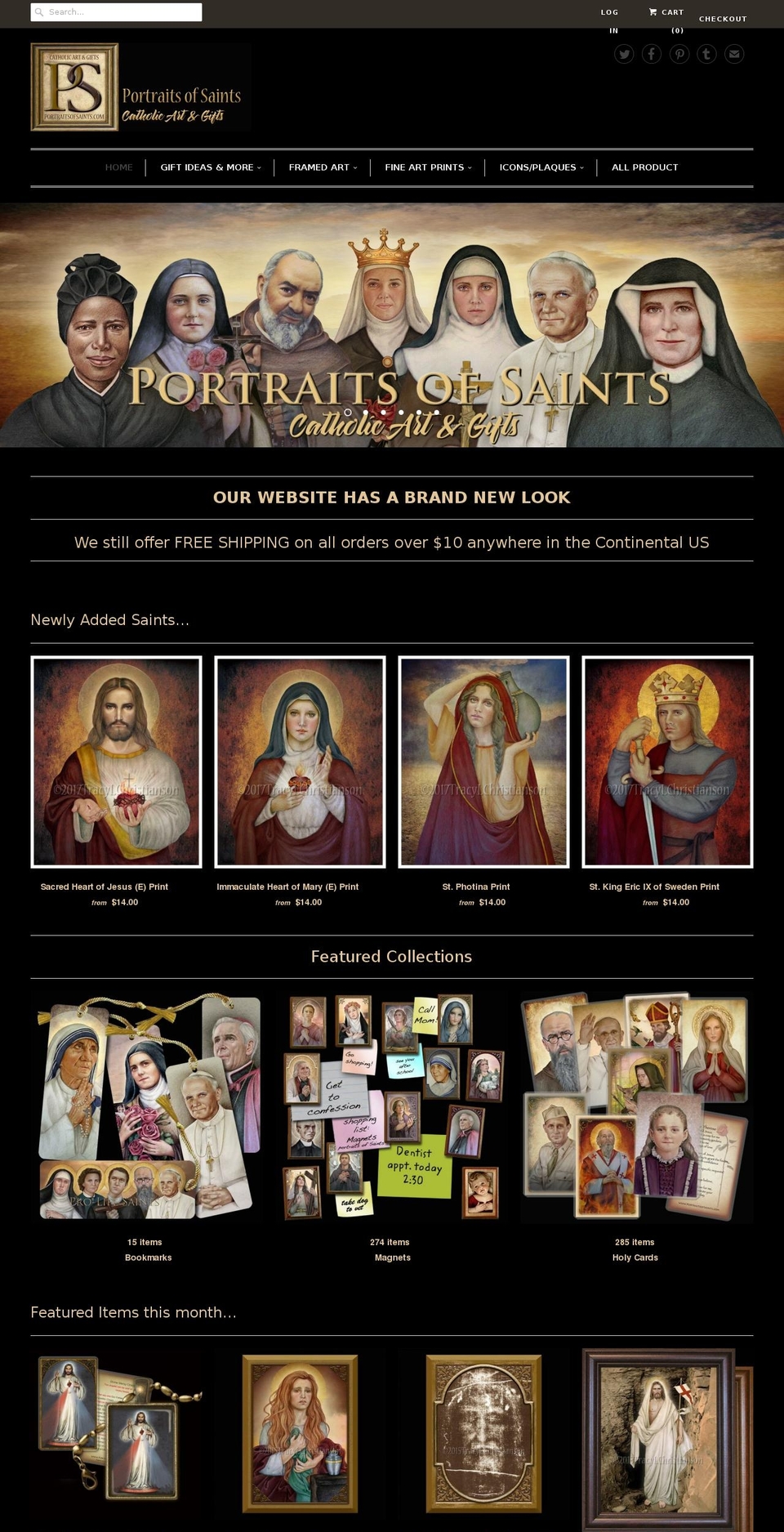 OOTS Support Shopify theme site example portraitsofsaints.com