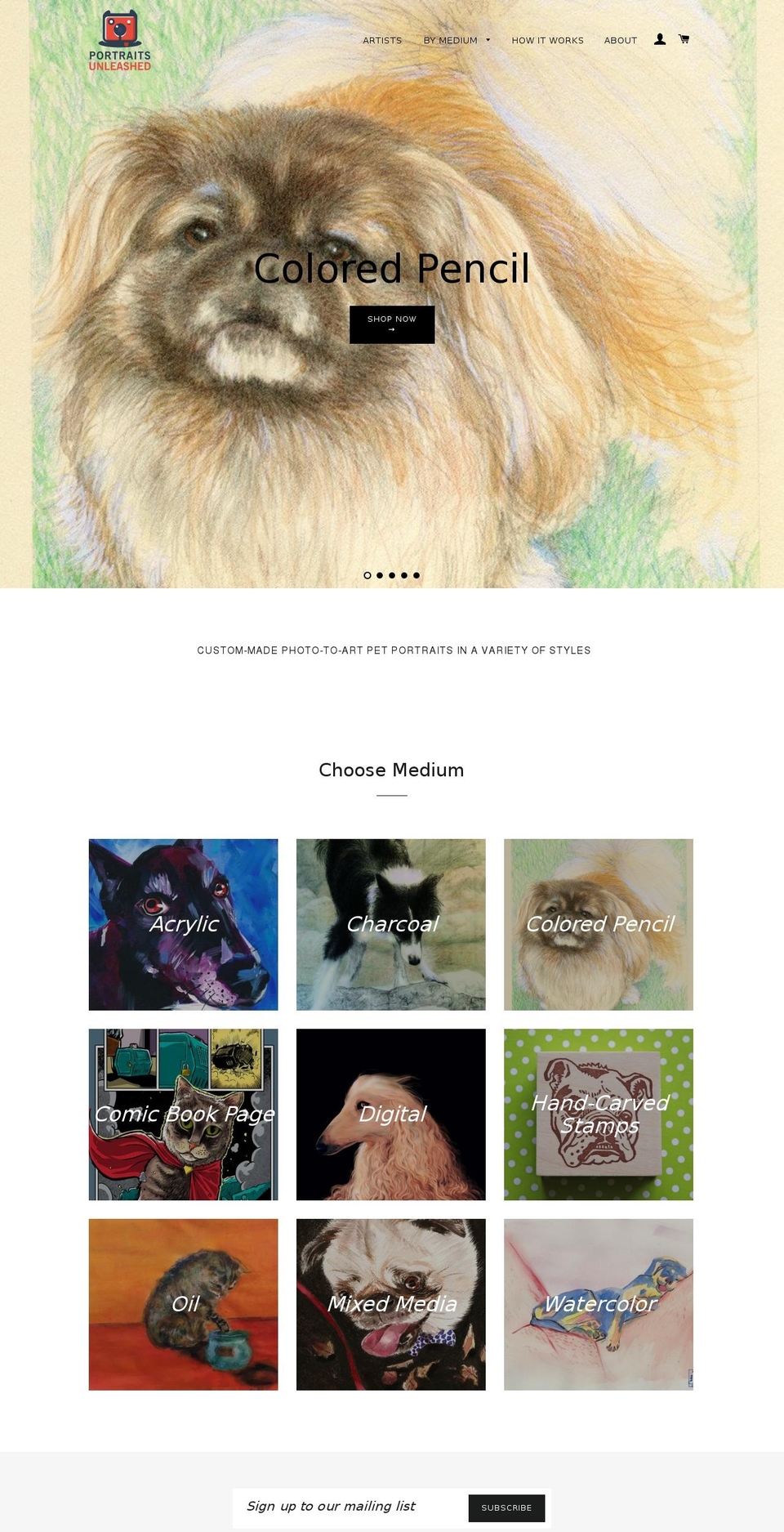 portraitsunleashed.com shopify website screenshot