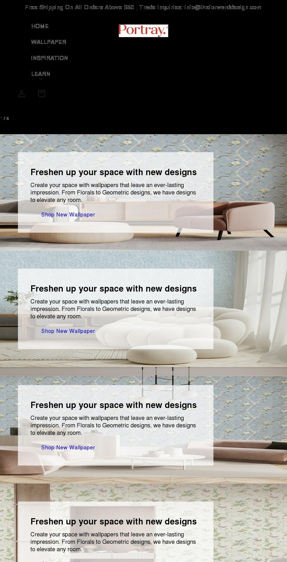 portraydecor.com shopify website screenshot