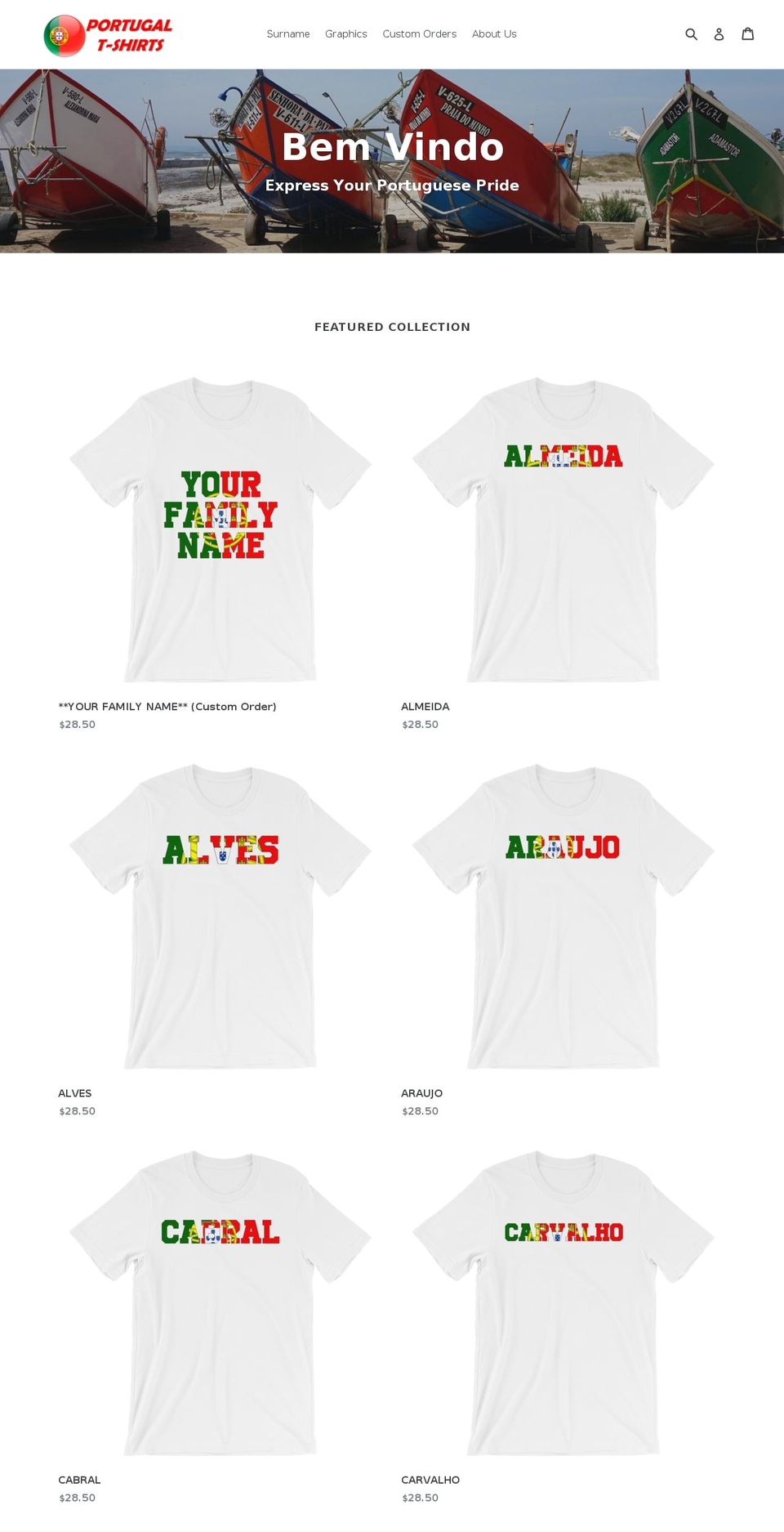 portugaltshirts.com — Shopify storefront screenshot