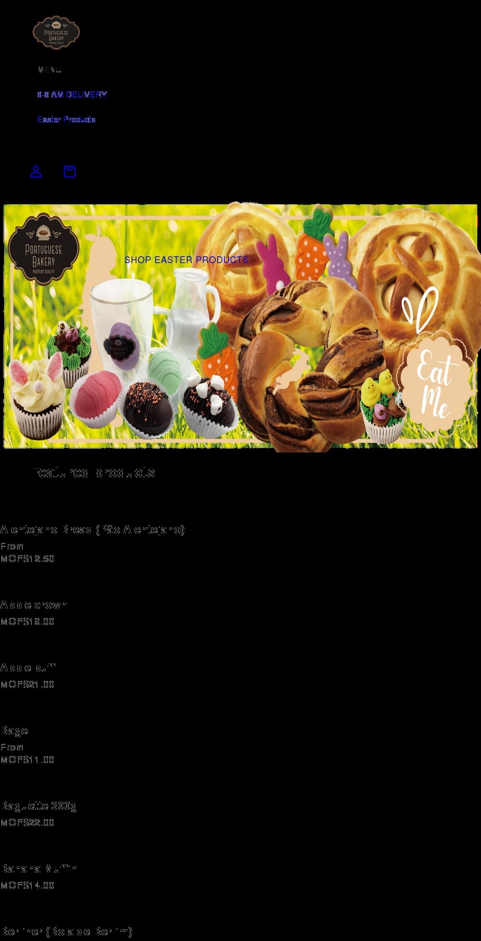 portuguese-bakery.com shopify website screenshot