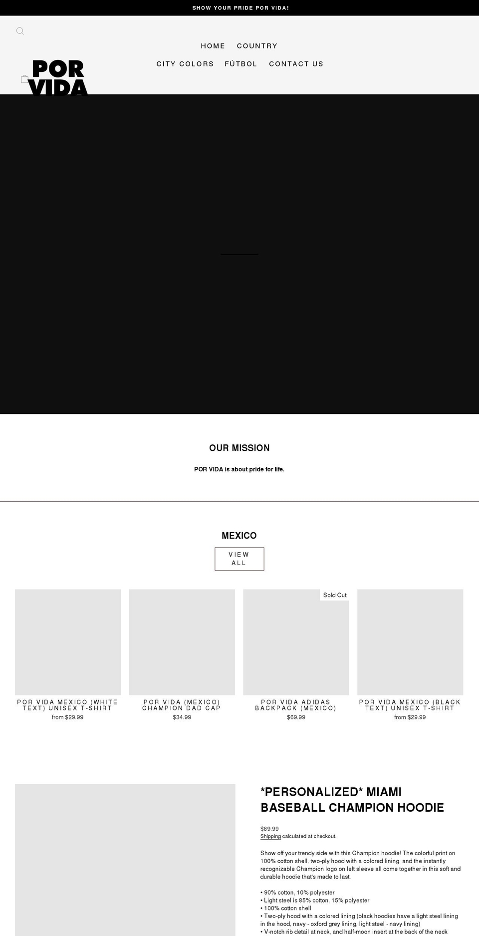 porvida.com shopify website screenshot