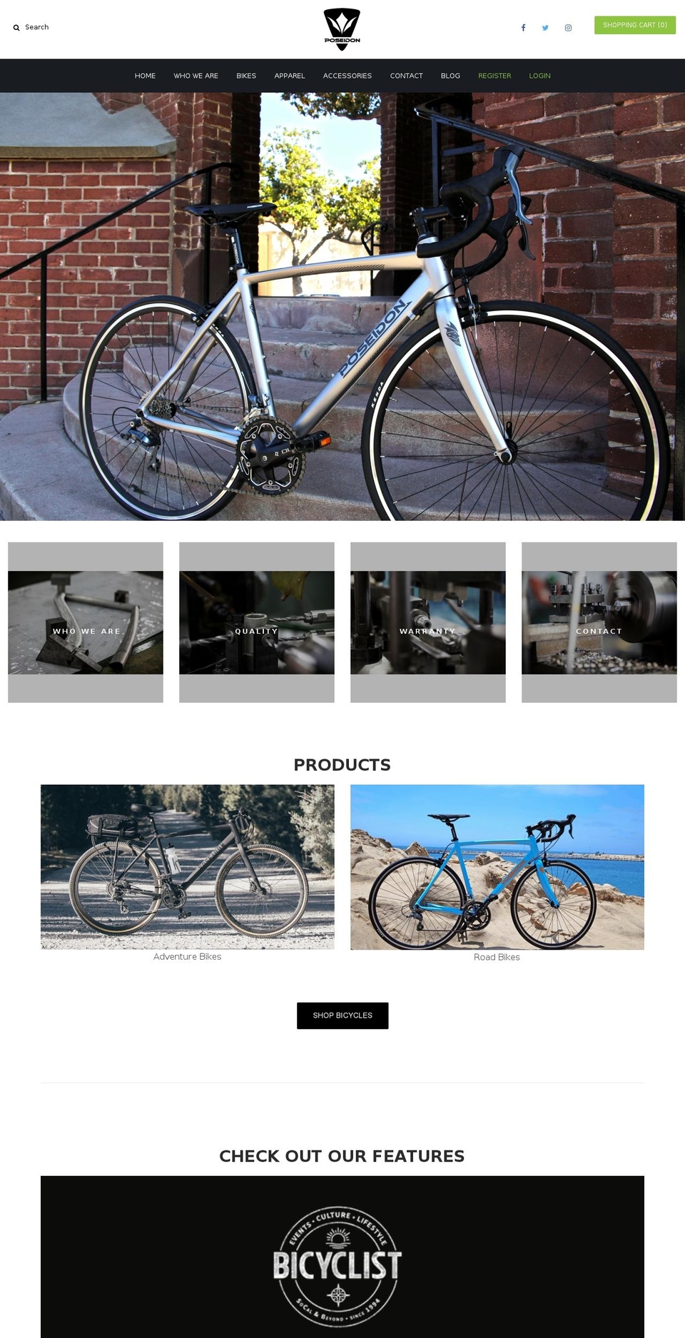 Poseidon v2 Shopify theme site example poseidon.bike