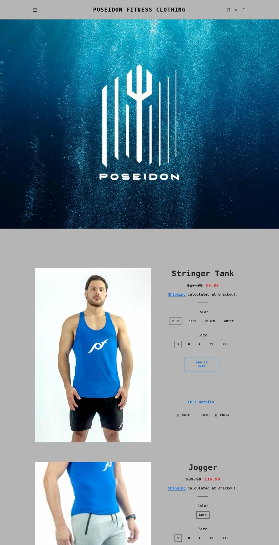 poseidonfitnessclothing.com shopify website screenshot