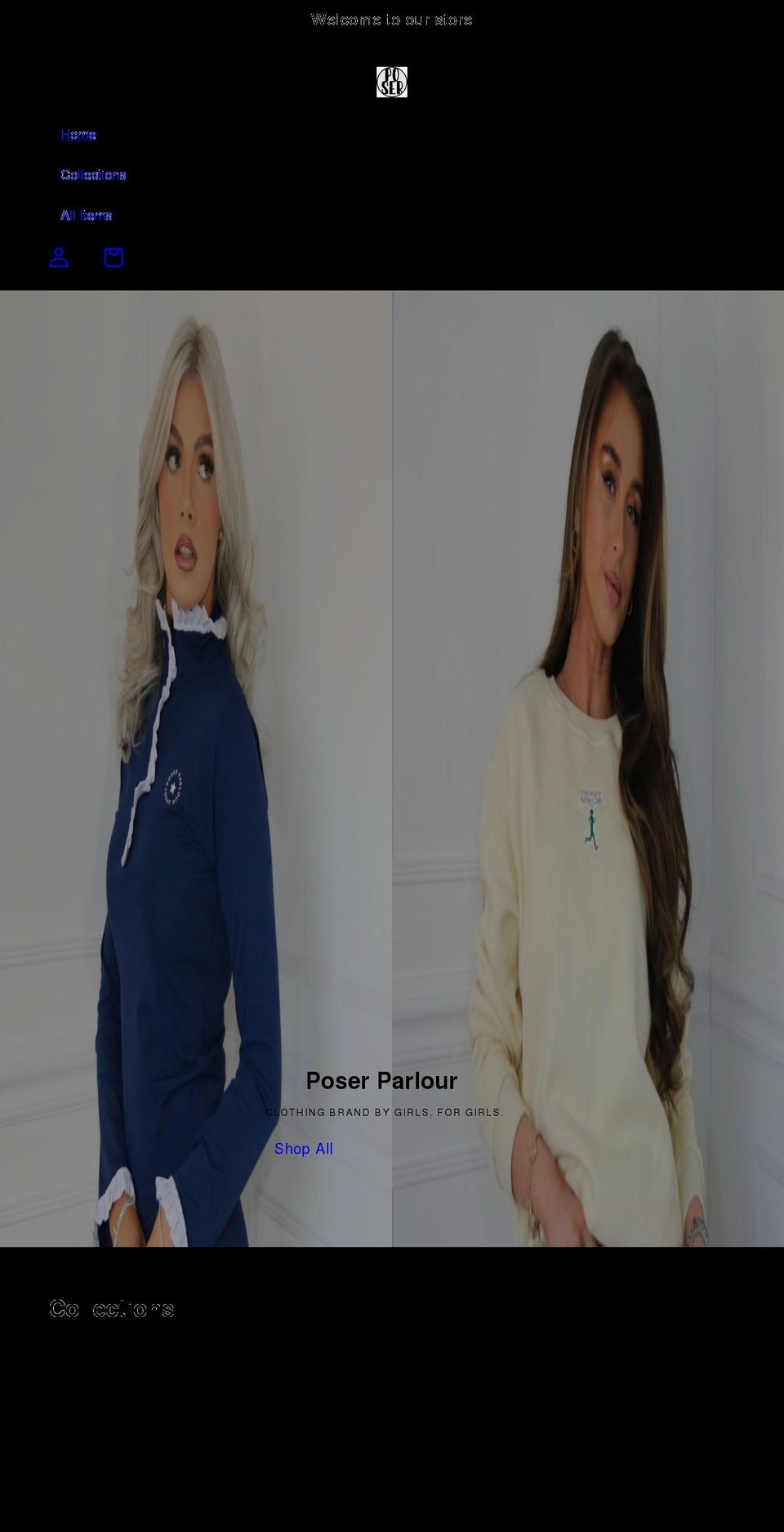 poserparlour.com shopify website screenshot