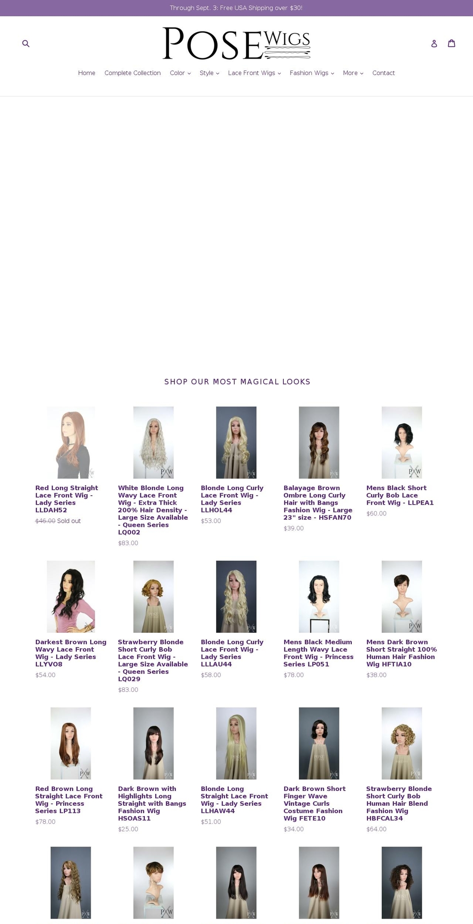 posewigs.com — Shopify storefront screenshot