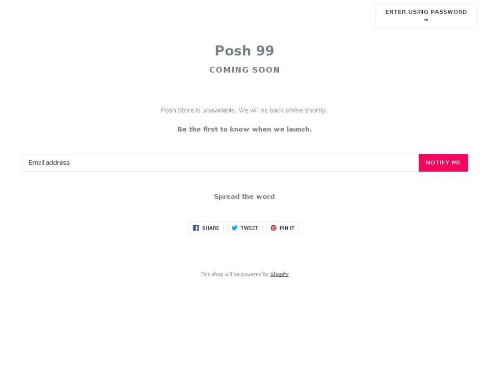 posh99.com shopify website screenshot