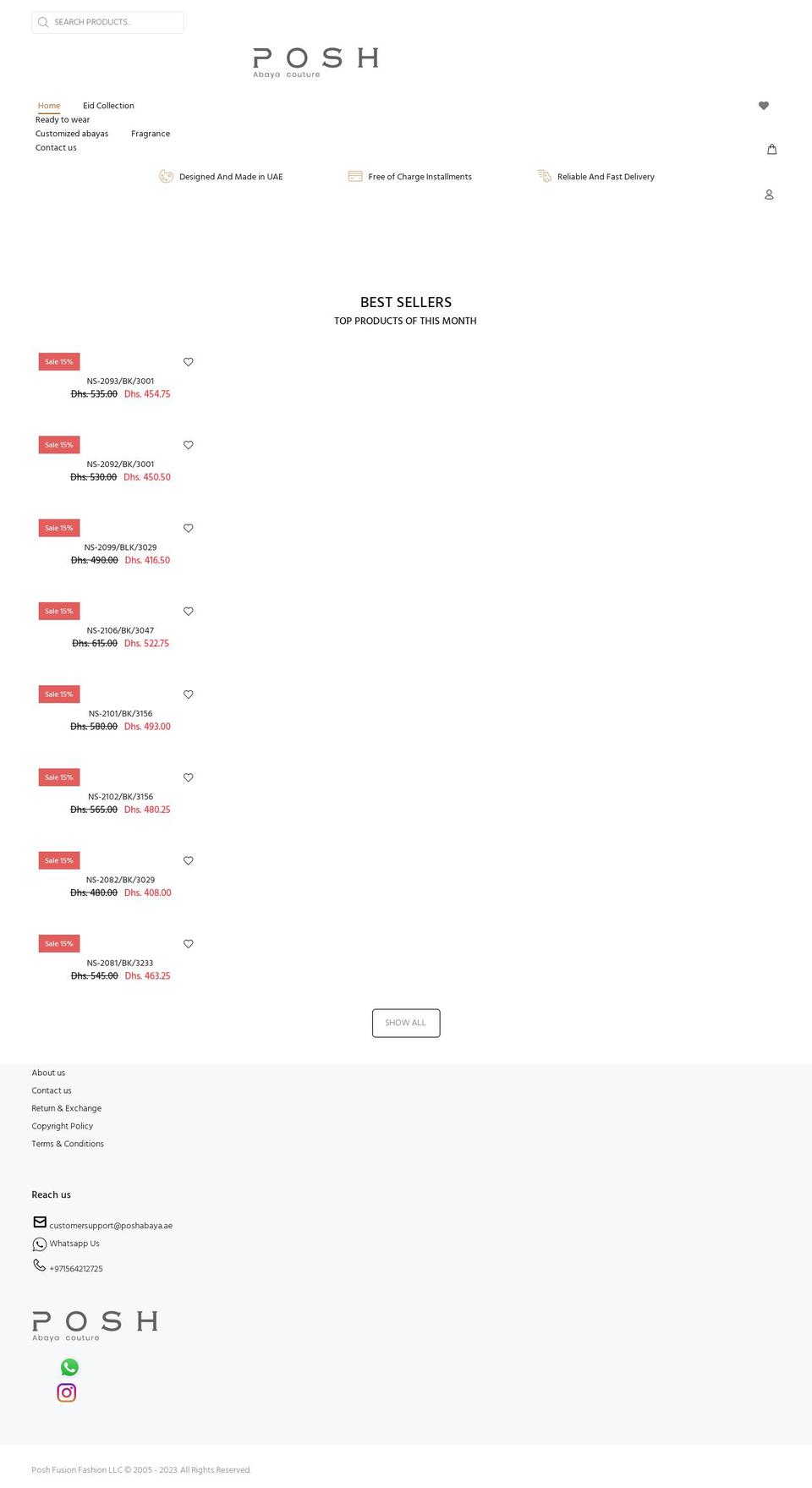 poshabaya.ae shopify website screenshot