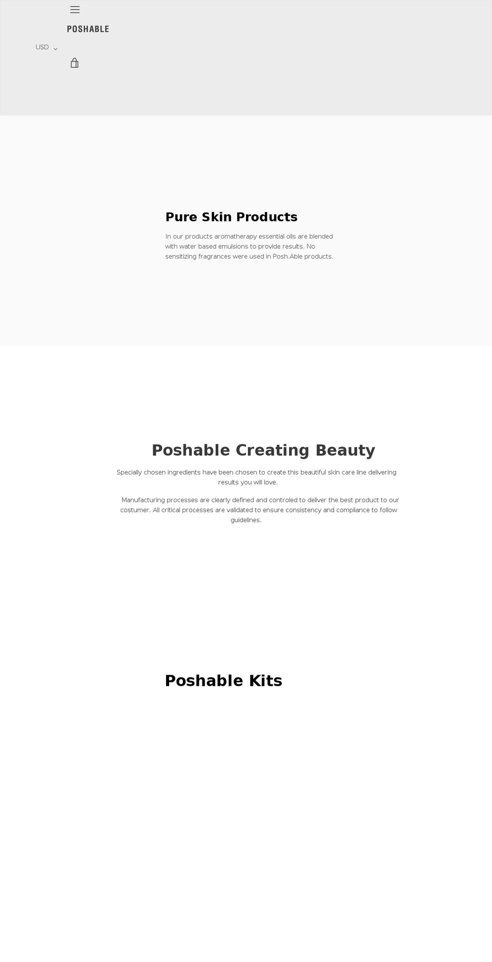 poshableskin.com shopify website screenshot