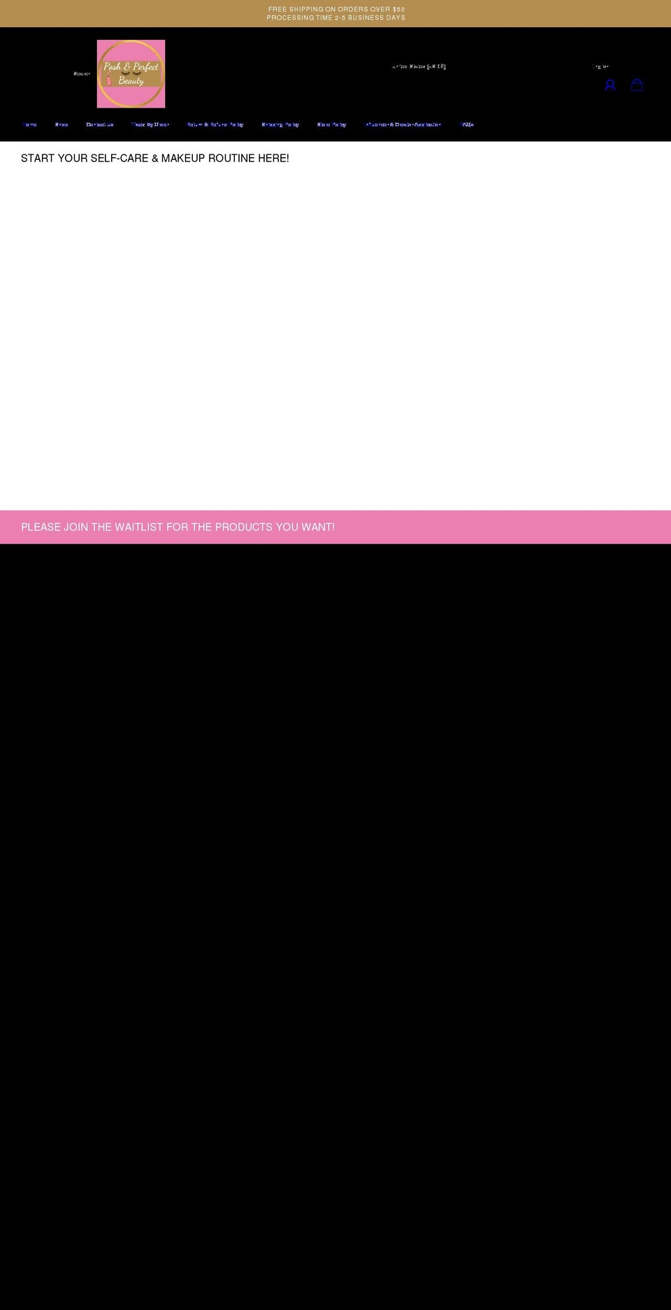 poshandperfectbeauty.com shopify website screenshot