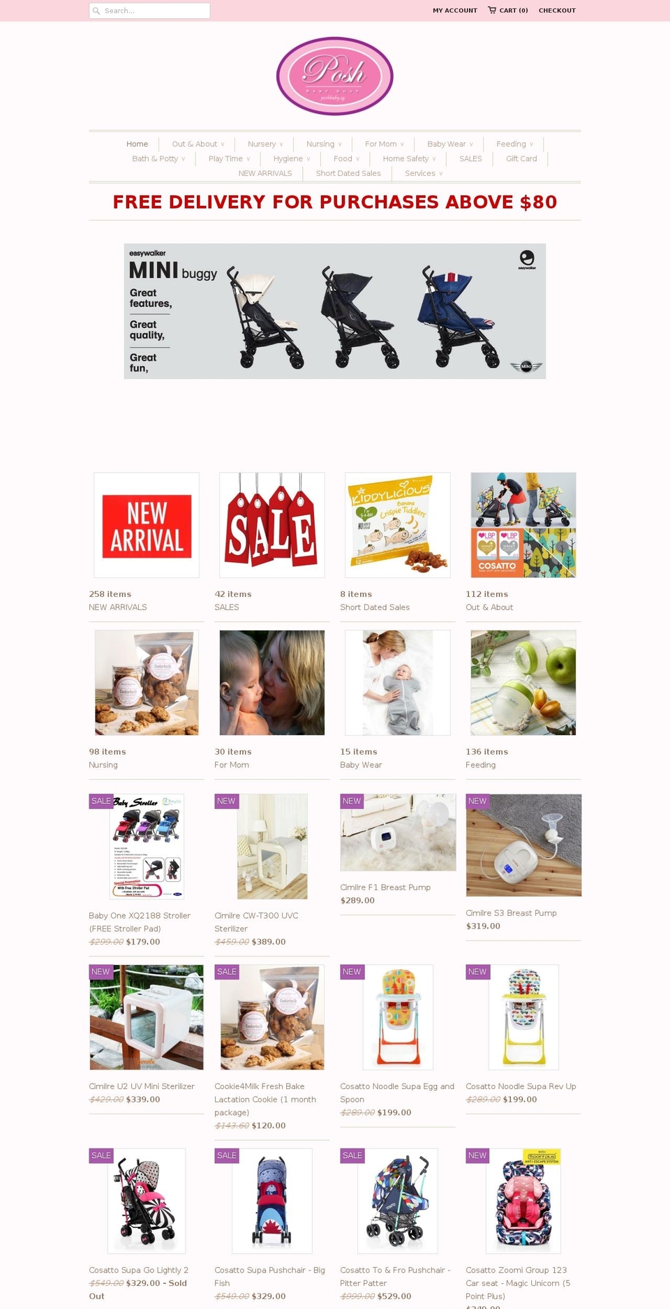 poshbaby.sg shopify website screenshot