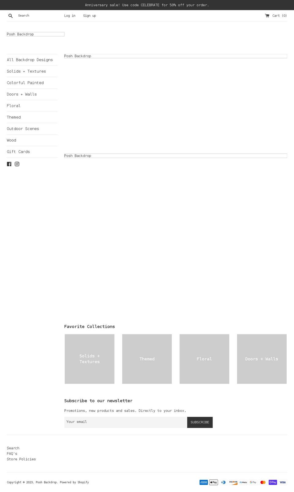 poshbackdrop.com shopify website screenshot