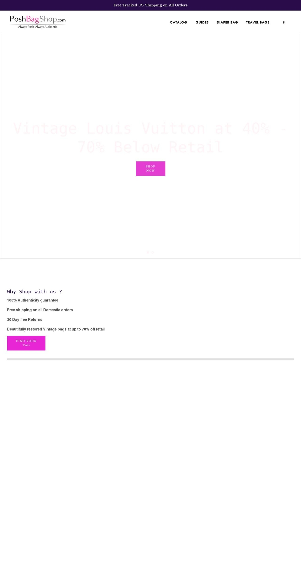poshbagshop.com shopify website screenshot
