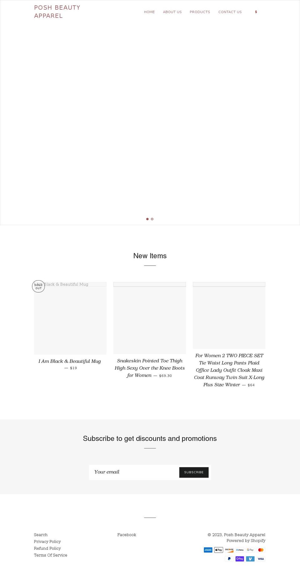 poshbeautyapparel.com shopify website screenshot