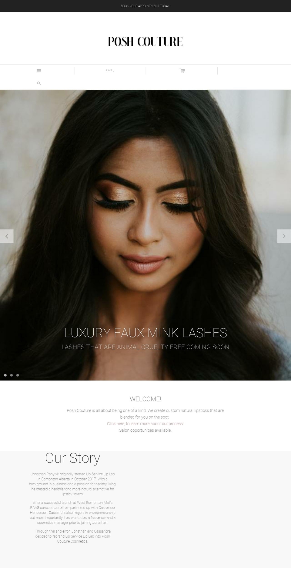 poshcouturecosmetics.com — Shopify storefront screenshot