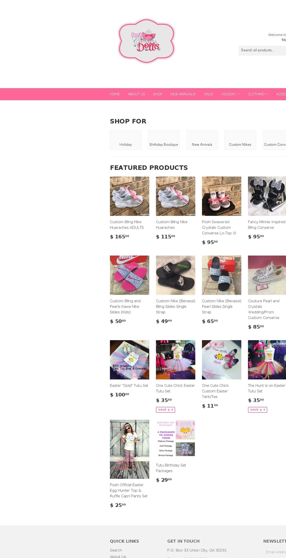 poshcouturedolls.net shopify website screenshot