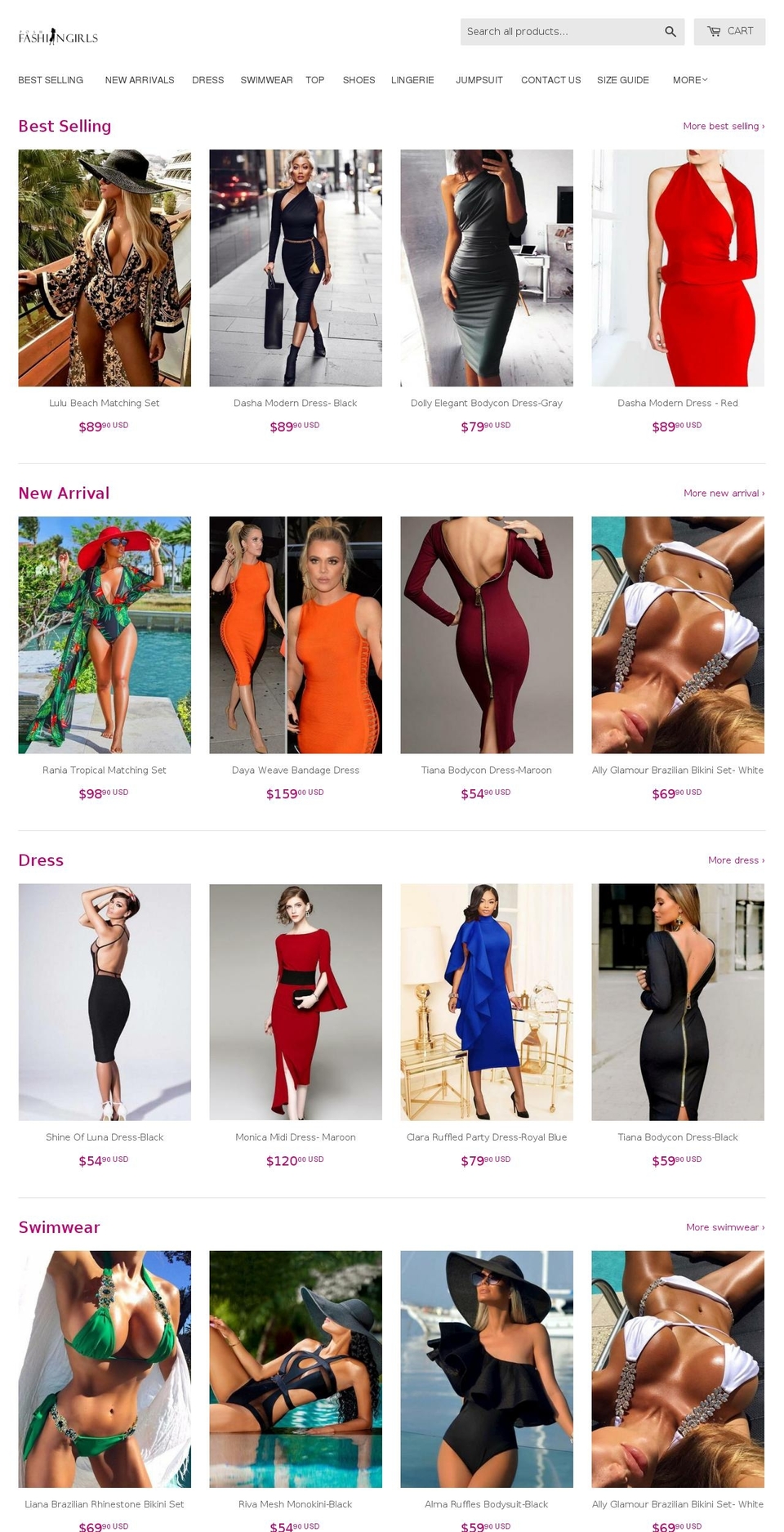 poshfashiongirls.com shopify website screenshot