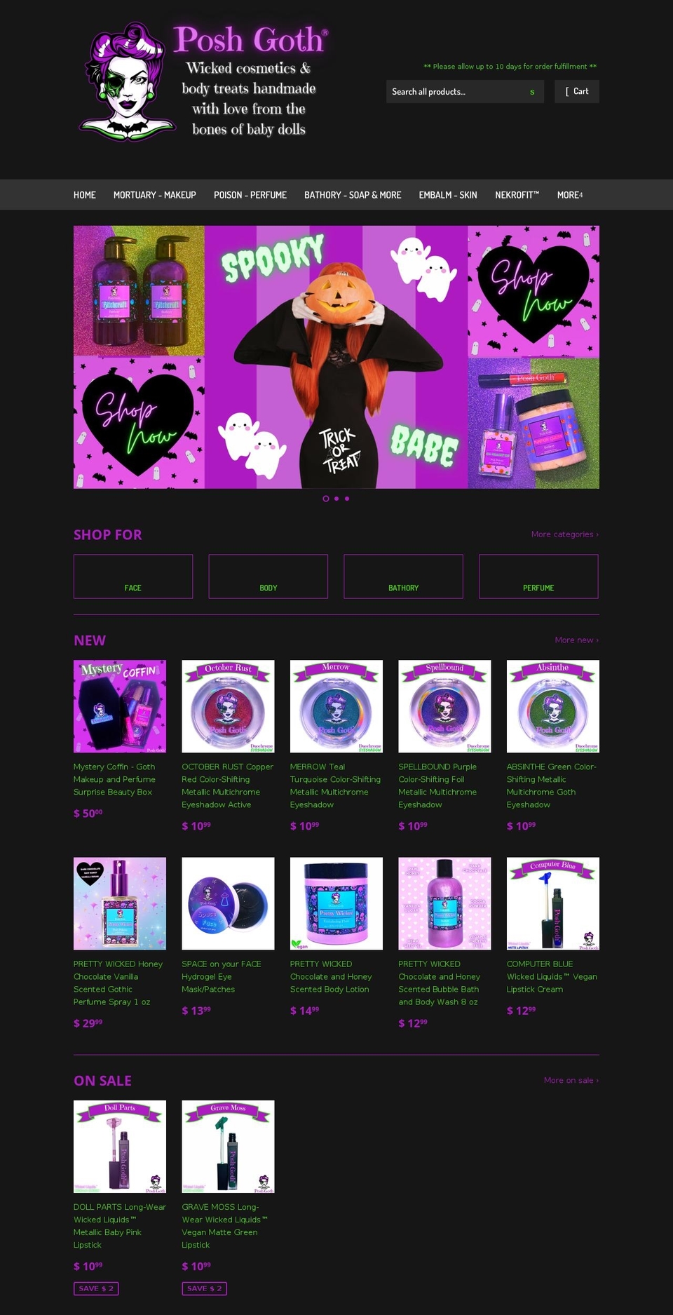 poshgoth.com shopify website screenshot