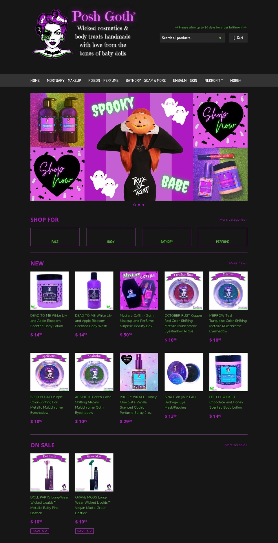 poshgoth.net shopify website screenshot