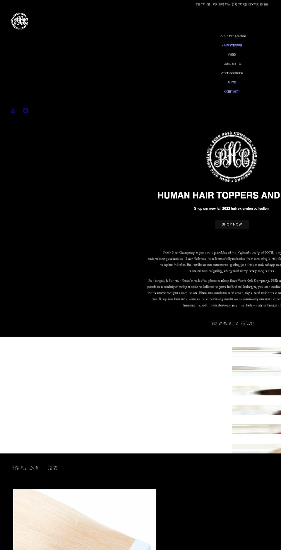 poshhaircompany.com shopify website screenshot