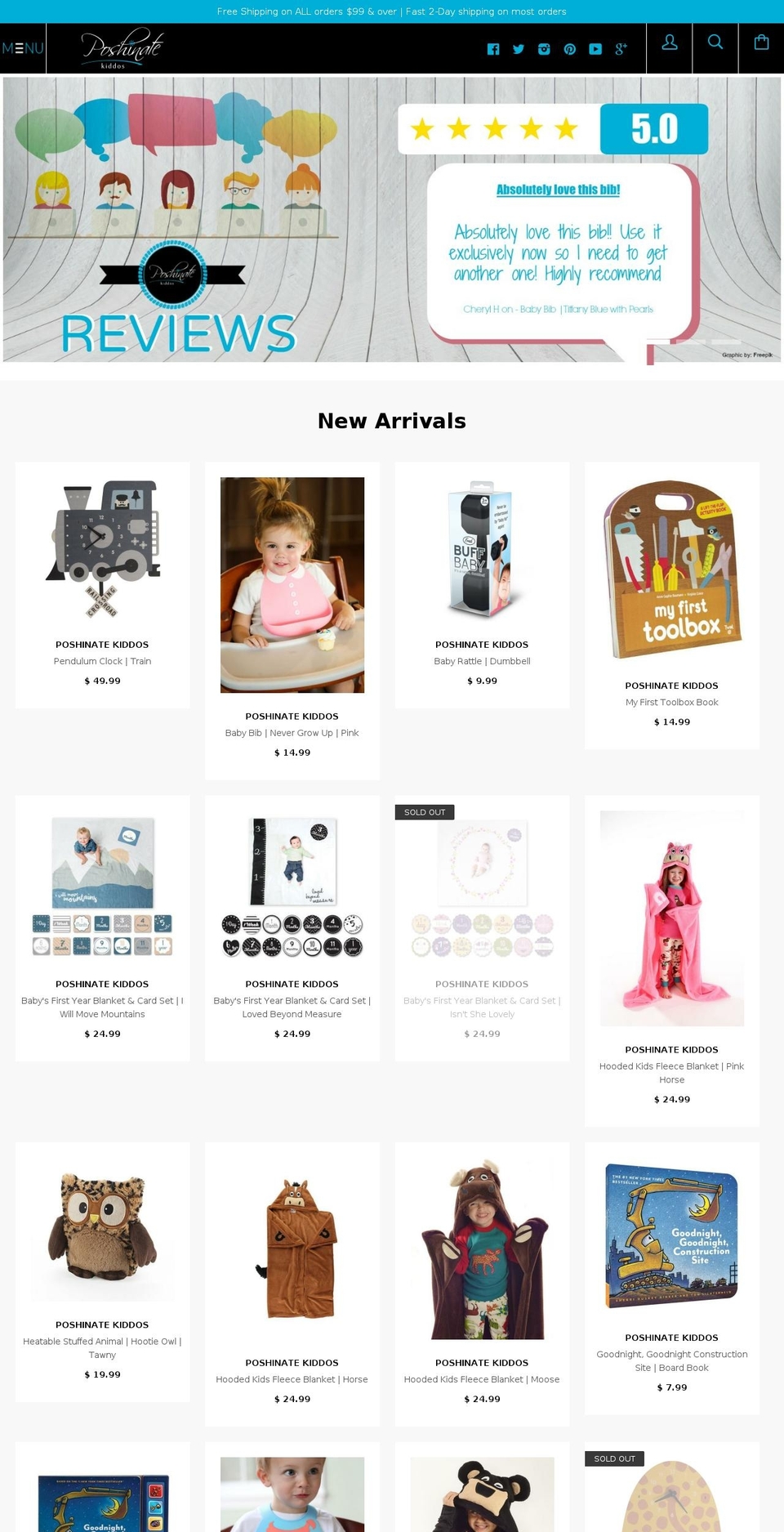 poshinatekiddos.com shopify website screenshot